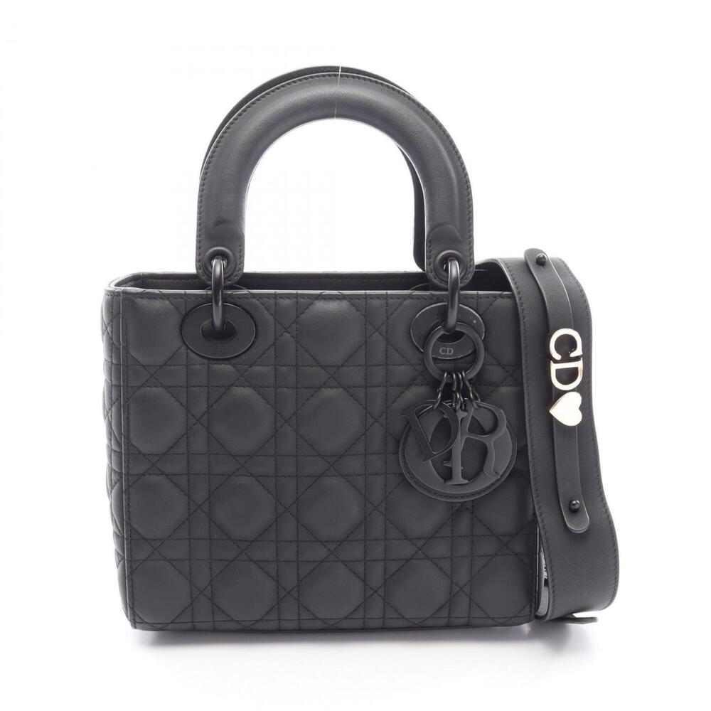 Christian Dior Dior LADY DIOR MY ABCDIOR Lady Small Cannage 2-Way Handbag Lea...